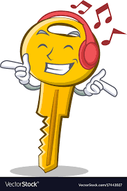 Listening music key character cartoon style Vector Image